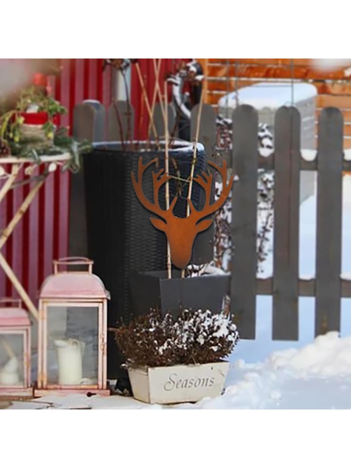 UNUS Gartenstecker Rost Zink Hirschkopf in Braun günstig kaufen onesize