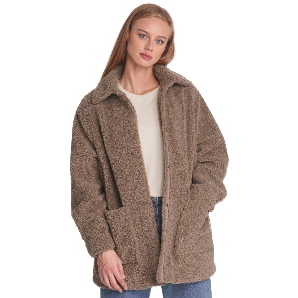 Damen Teddyjacke mit 2 Taschen