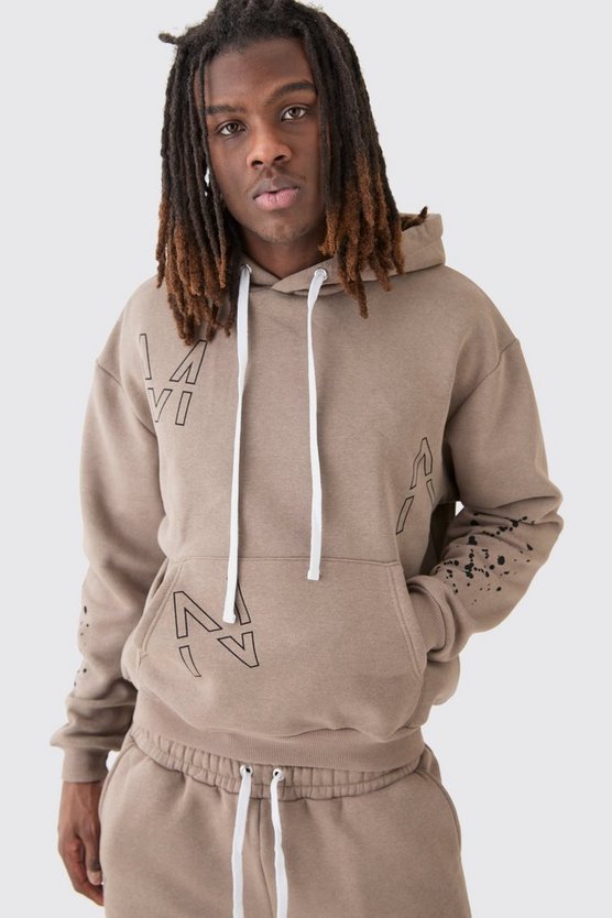 Oversized Boxy Man Dash Paint Splatter Gusset Tracksuit