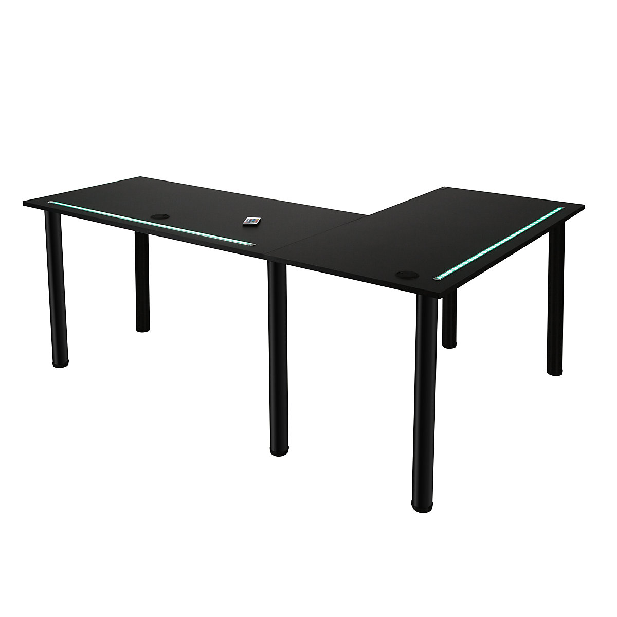 Großer L-förmiger Eck-Schreibtisch mit LED-Beleuchtung onesize