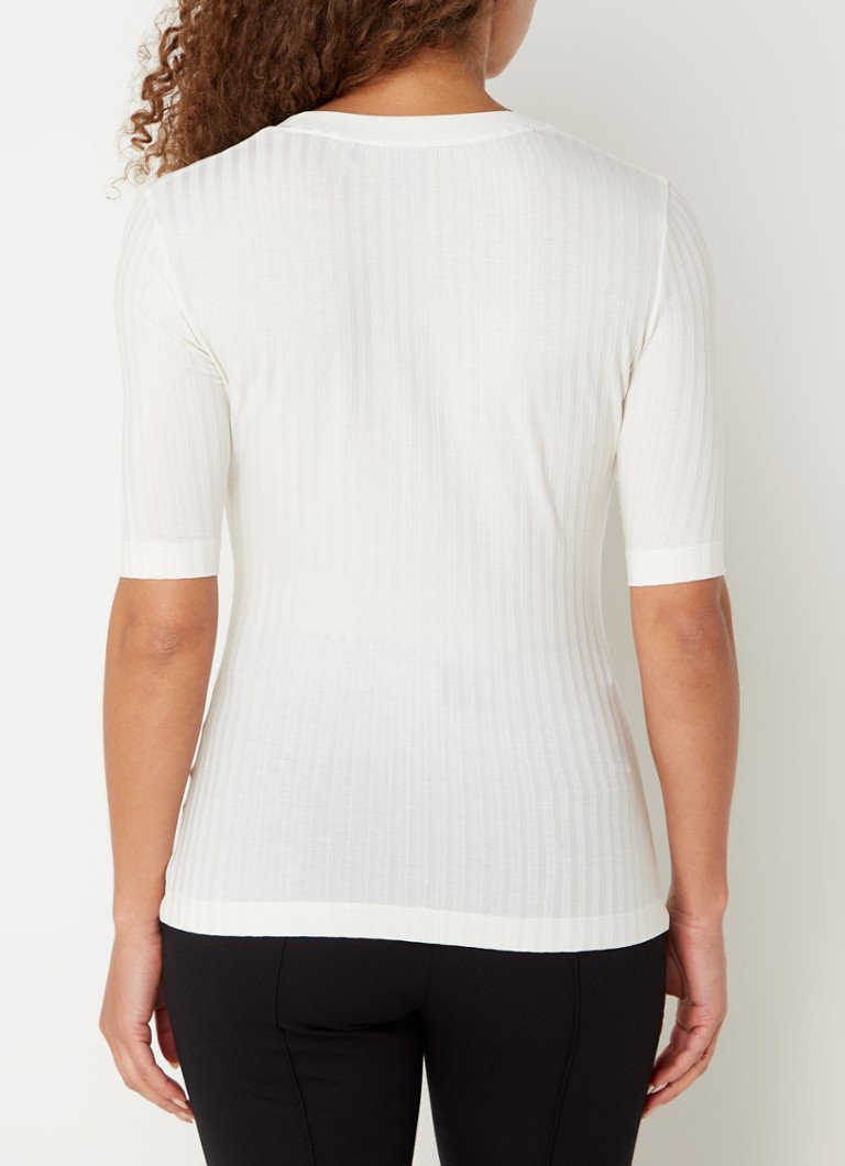 HUGO BOSS Effilie rib-knit T-shirt in lyocell blend