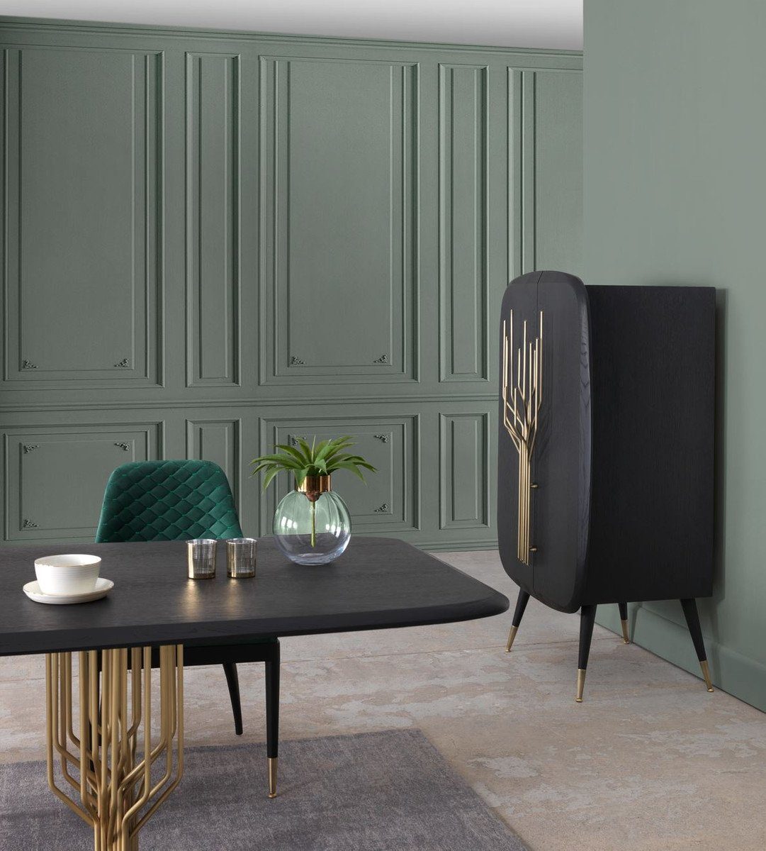 Casa Padrino Barschrank Casa Padrino Luxus Barschrank Schwarz / Antik Messing 88 x 55 x H. 152 cm - Massivholz Weinschrank mit 2 Türen - Wohnzimmer Möbel - Bar Möbel - Hotel Möbel - Luxus Kollektion