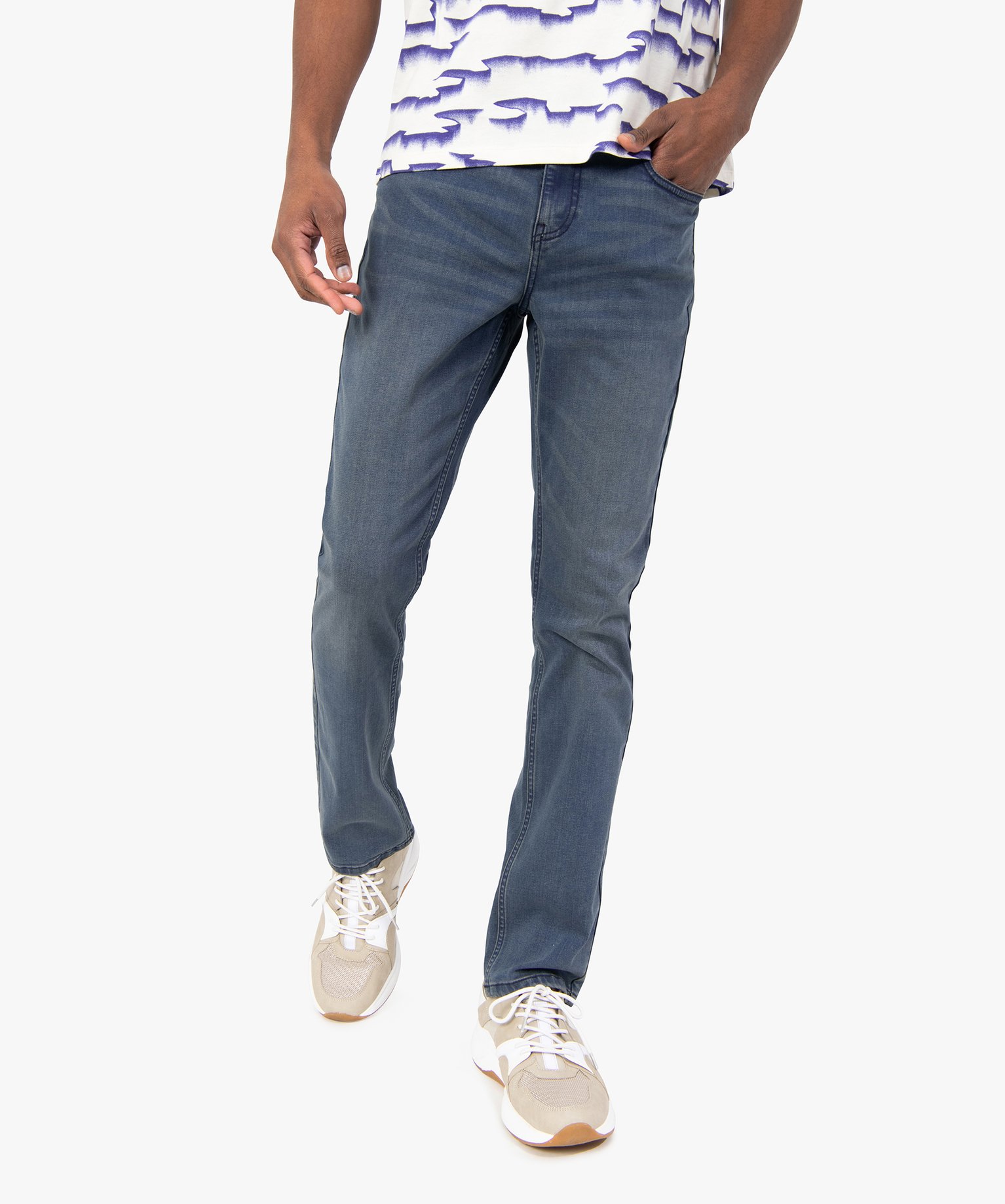 Jean homme coupe Straight légèrement délavé stone | GEMO