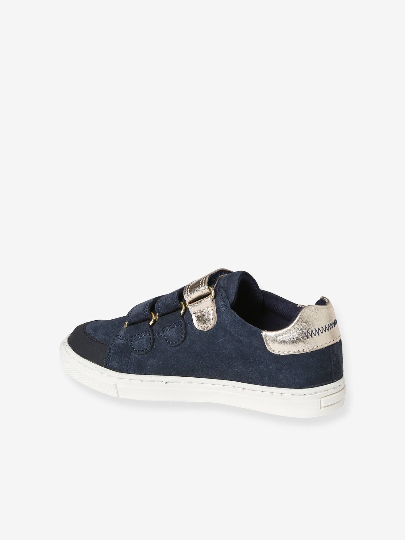 Baskets scratchées en cuir fille marine