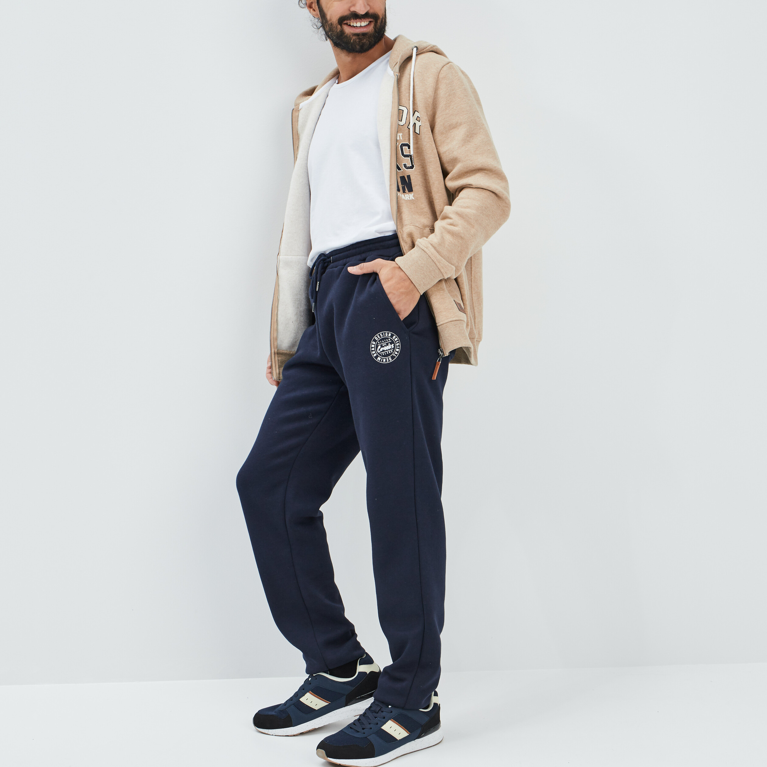 Sweat zippé à capuche Creeks camel homme | La Halle