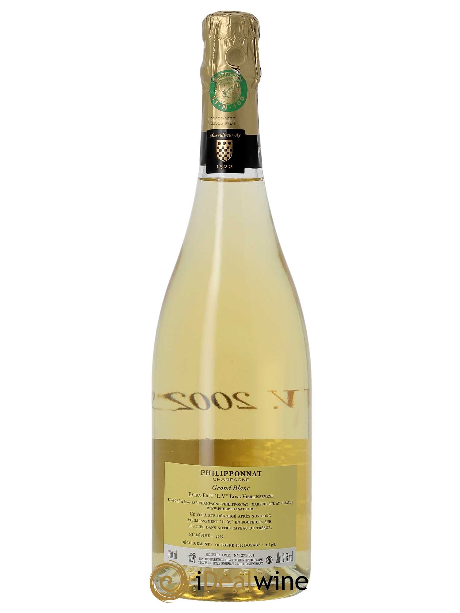 Grand Blanc Extra-Brut LV Philipponnat  2002 - Lot de 1 Bouteille