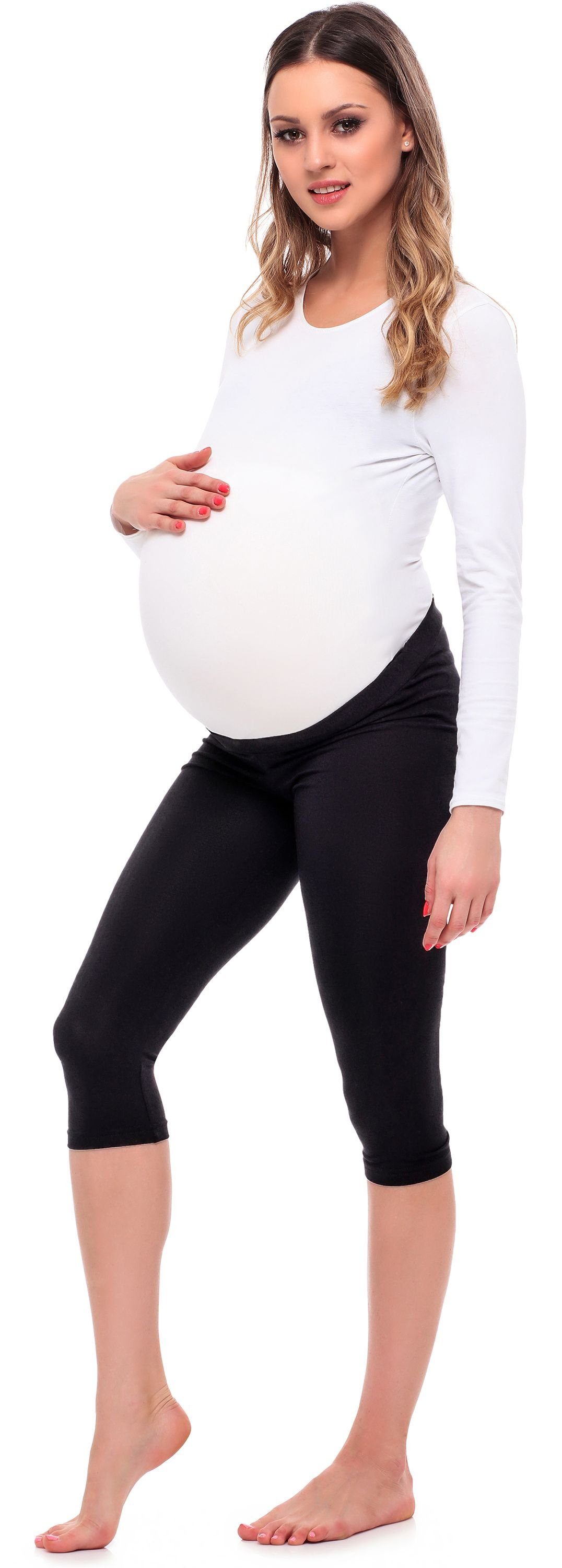 Be Mammy Umstandsleggings 3/4 Umstandsleggings aus Viskose BE20-254 (1-tlg) elastischer Bund
