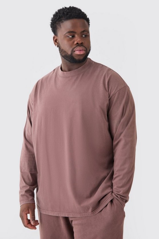 Plus langärmliges Oversize T-Shirt