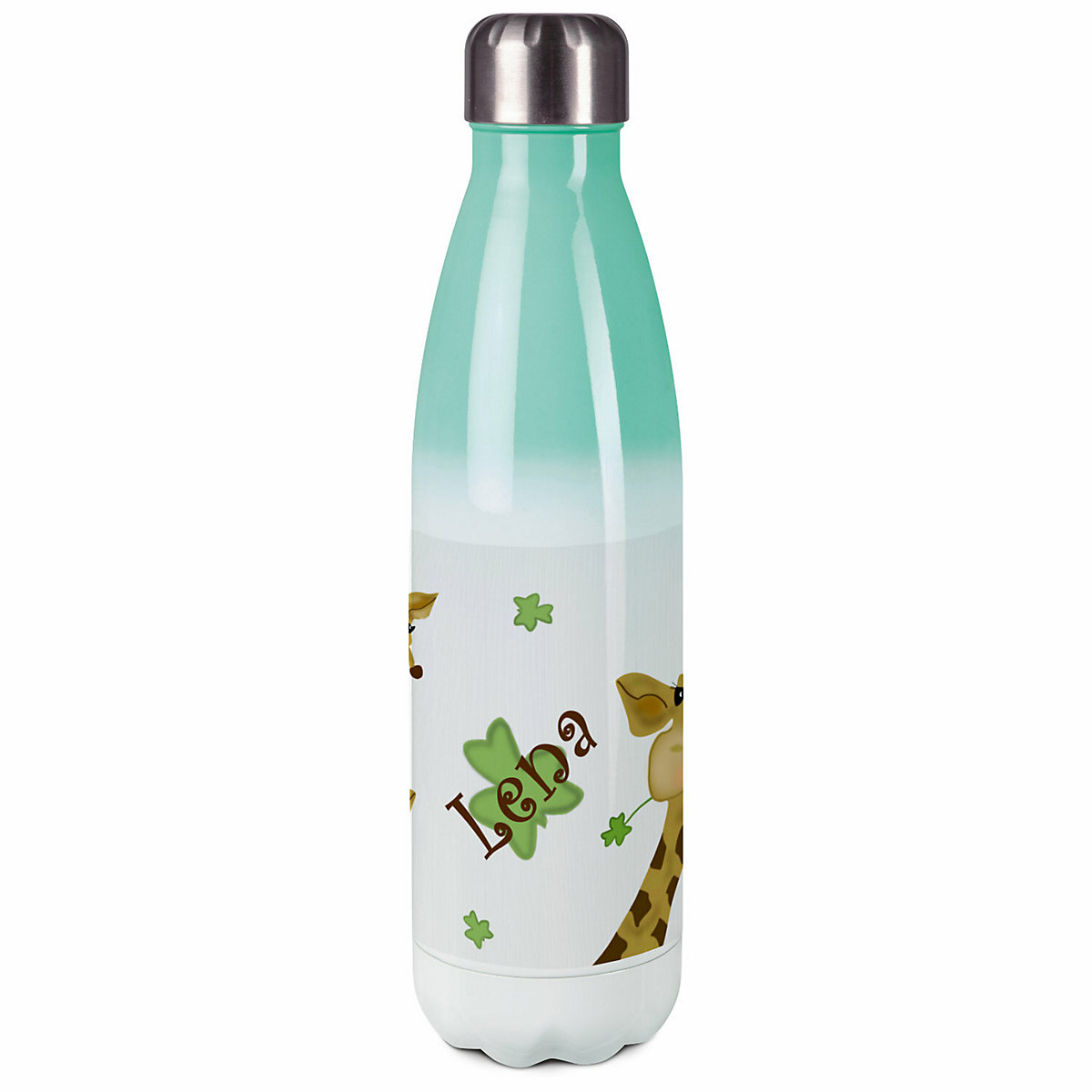 Edelstahl Kinder Thermoflasche / Trinkflasche bunt Giraffe Spülmaschinenfest, Auslaufsicher, Bruchfest, Doppelwandig, Für Heißgetränke geeignet, Mit Deckel, Isoliert