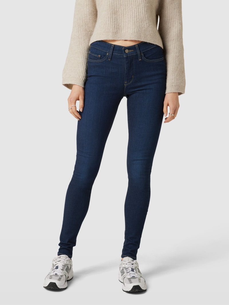 Jeans mit Label-Patch Modell 310 SHAPING SUPER SKINNY in marineblau