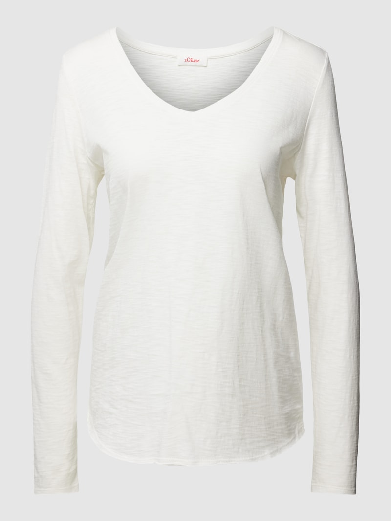 Longsleeve in melierter Optik in weiß