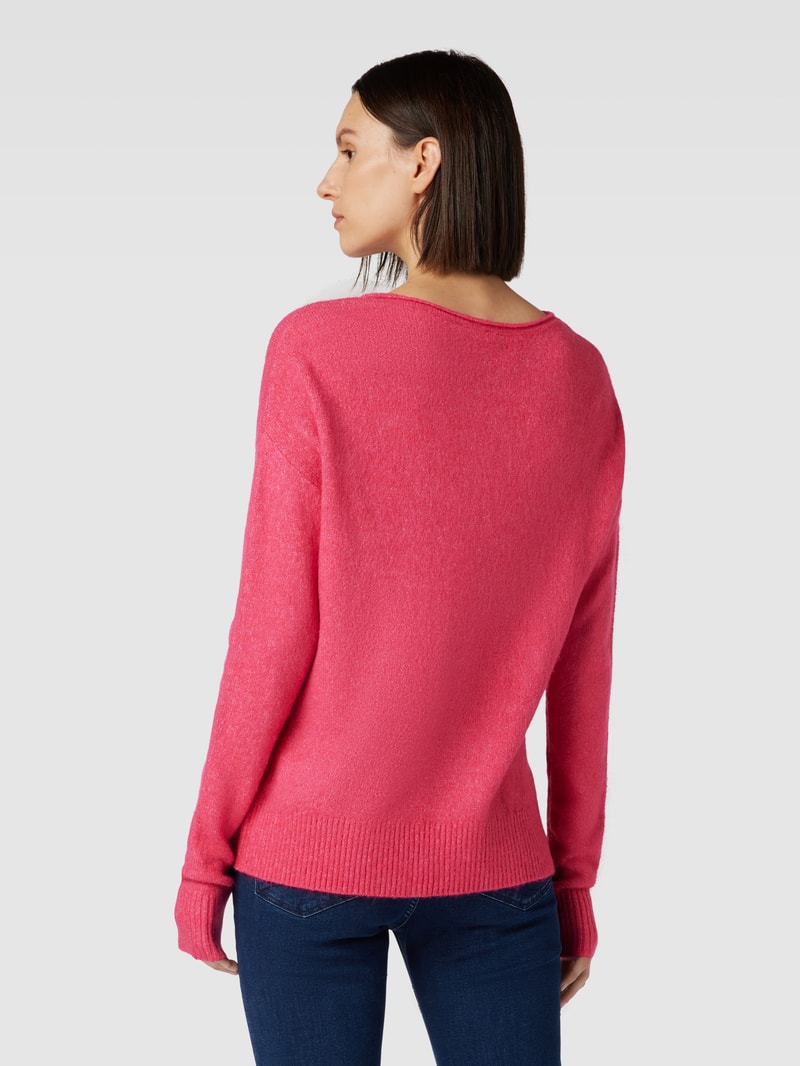 Strickpullover in melierter Optik in fuchsia meliert
