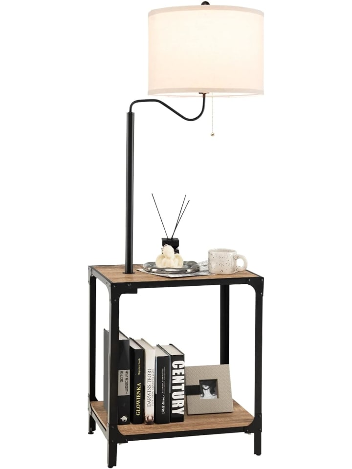COSTWAY 2 in 1 Nachttischlampe drehbar in Beige günstig kaufen 34 cm