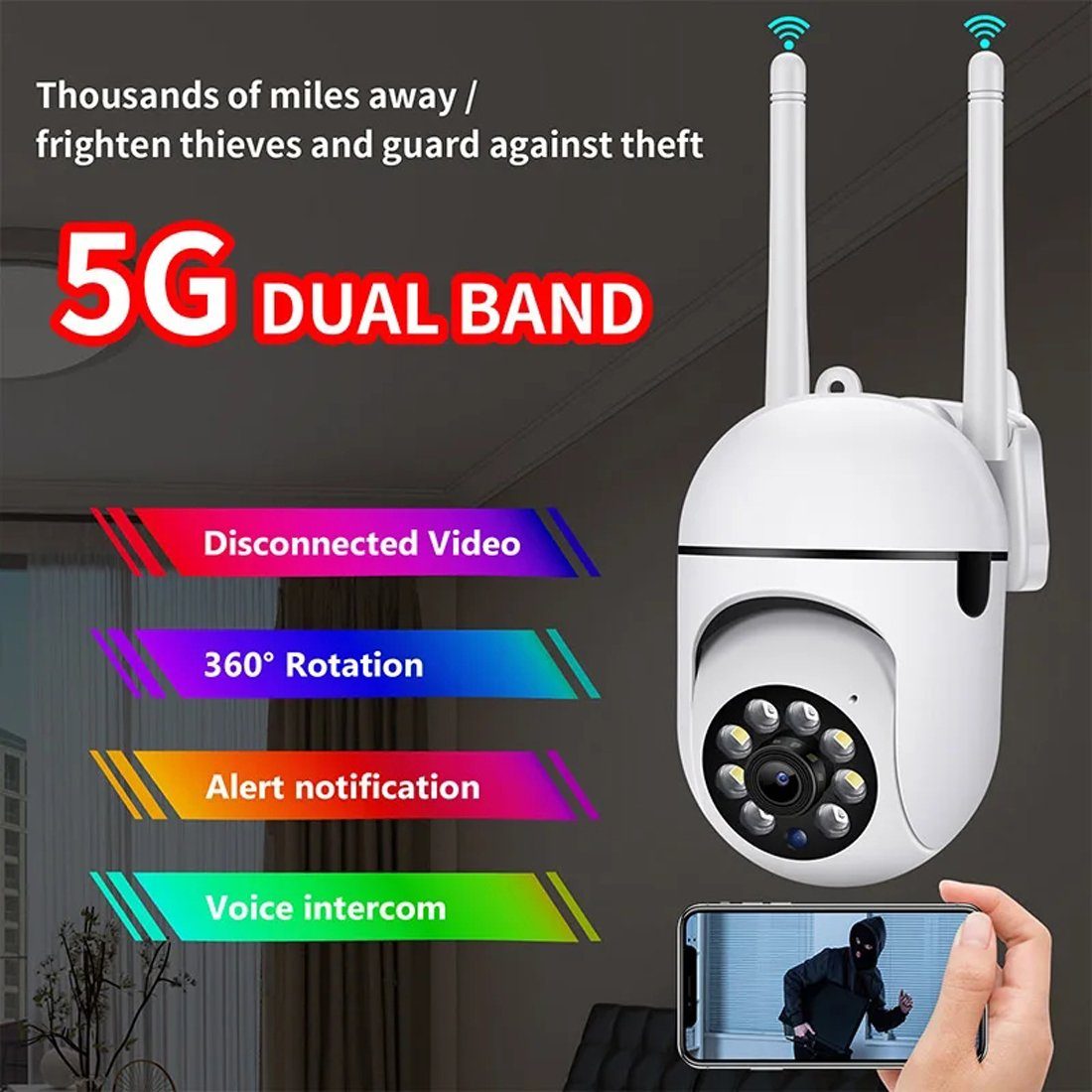 Bolwins B98D WIFI IP Überwachung Kamera Dual Band Wireless Nachtsicht Video Überwachungskamera