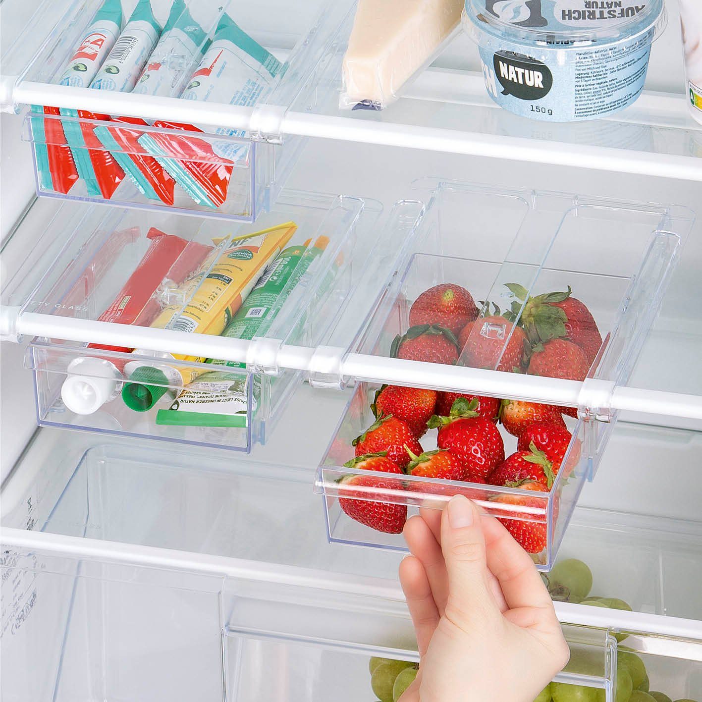 GOURMETmaxx Montagezubehör Kühlschrank Klemm-Schublade für Kühlschrank 3er-Set - transparent (3 St)