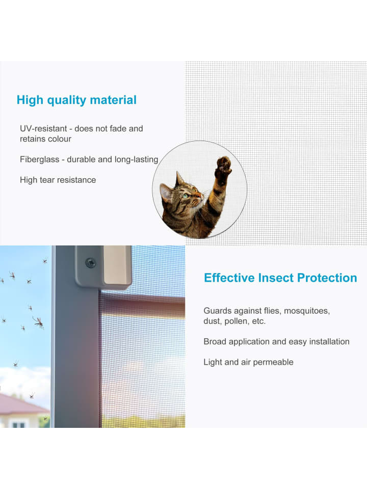 Intirilife Fliegennetz aus Fiberglas Meterware Maschenweite 1,2mm in Weiß - Breite 100cm günstig kaufen onesize