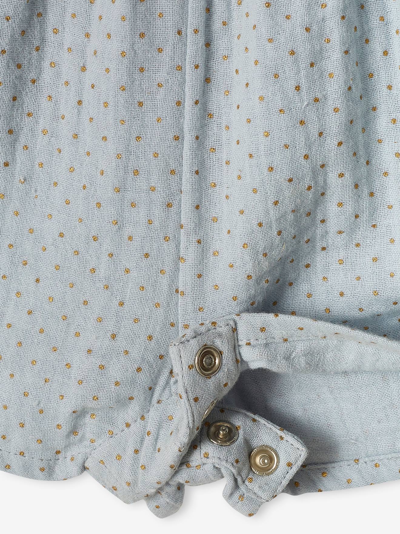 Combi-short en gaze de coton bébé bleu ciel