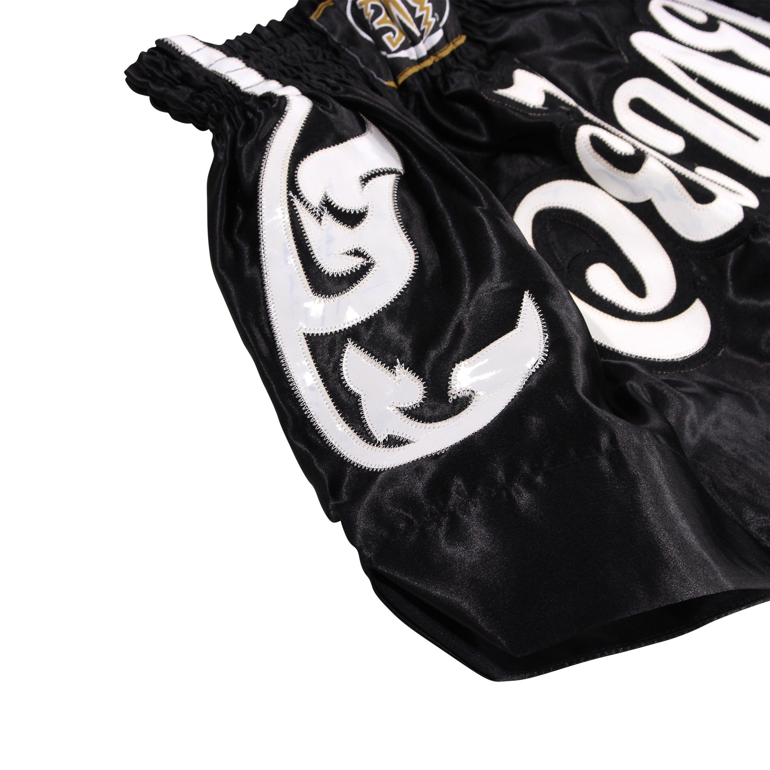 BAY-Sports Sporthose Muay Thai Kick Hose Shorts Thaiboxhose Thaiboxen MMA kurz Kickboxen (aufwendig verarbeitet, traditionell) Laser Cut Style, edel im Look