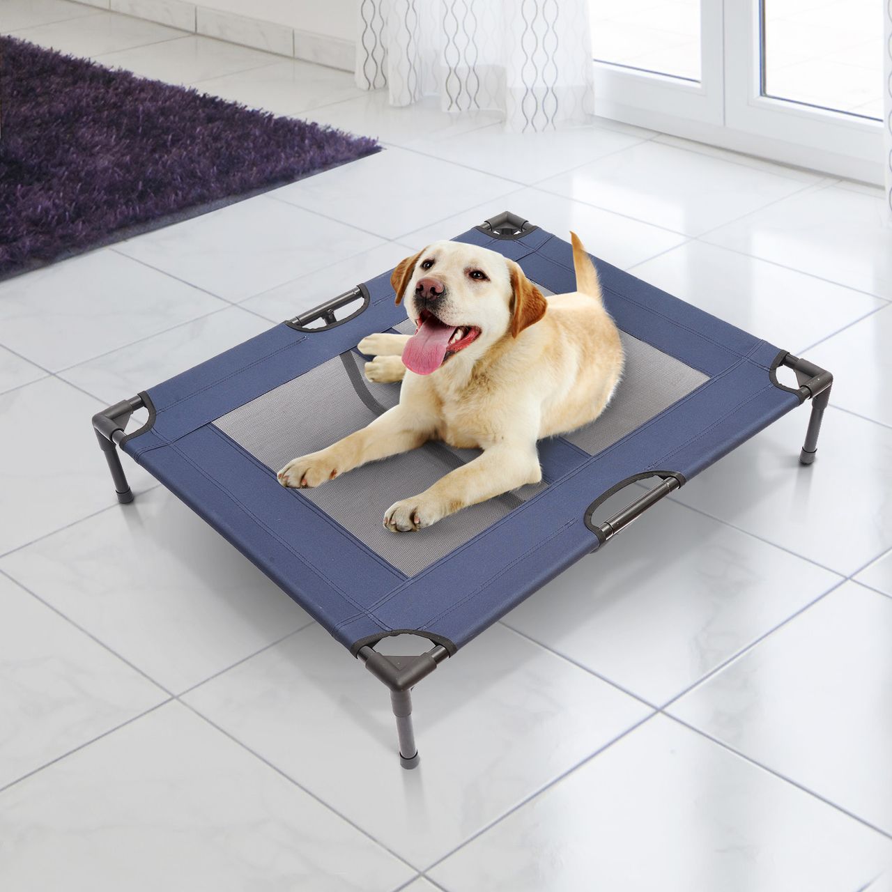 PawHut Hundebett Hundeliege Outdoor Katzenbett Haustierbett Metall 600D Oxford