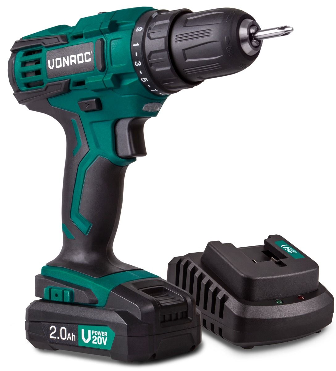 VONROC Power 20V Komplettset Akku-Bohrmaschine