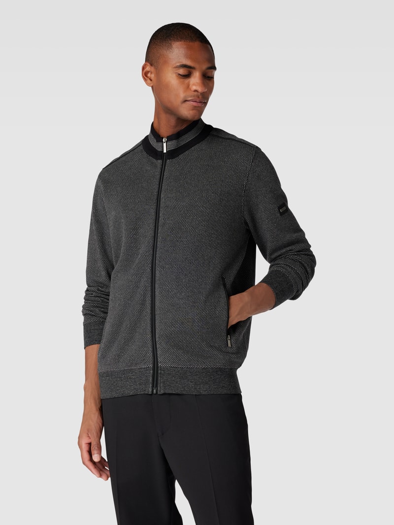 Sweatjacke mit Stehkragen und Reißverschlusstaschen in anthrazit