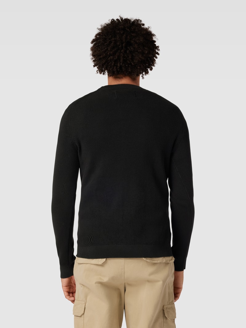 Strickpullover mit Logo-Stitching Modell 'EMBRO' in black