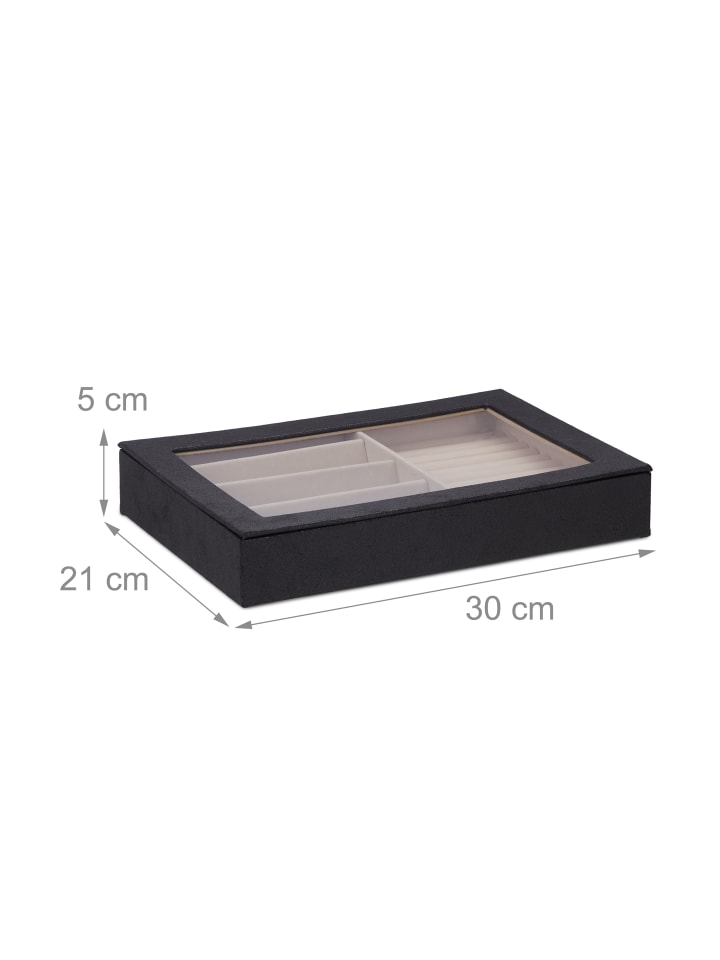 relaxdays Schmuckkästchen in Schwarz - (B)30 x (H)5 x (T)21 cm günstig kaufen onesize
