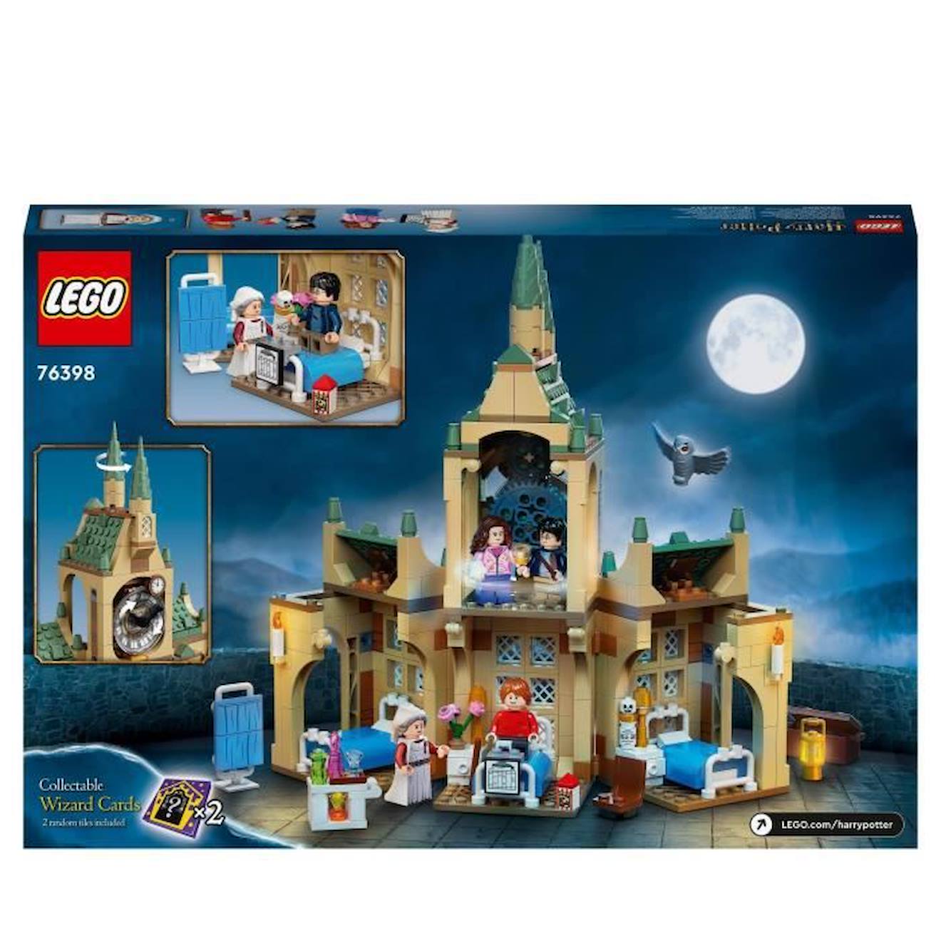 LEGO 76398 Harry Potter L’Infirmerie De Poudlard, Jouet Château et Tour de l'Horloge, Figurine Harry, Hermione, Ron, Enfants 8 Ans marron
