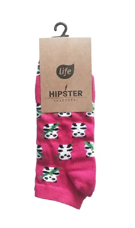 Pamučne hipster čarape Life s uzorkom ružičaste pande, veličine 39-42