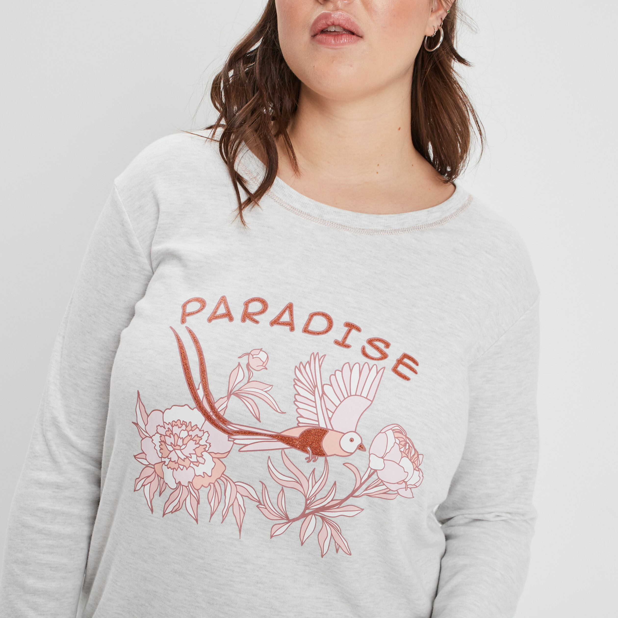 Chemise de nuit droite gris clair femme grande taille | La Halle