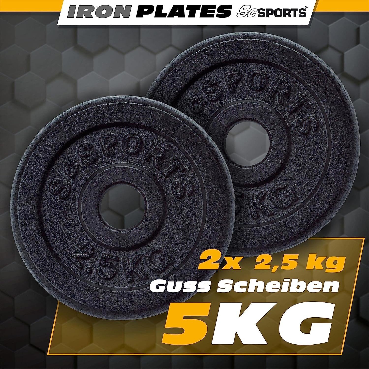 ScSPORTS® Hantelscheiben Set 5 kg Ø 30mm Gusseisen Gewichtsscheiben Gewichte, (10002964-tlg)