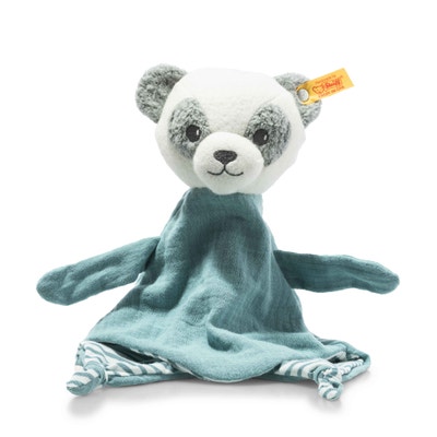 GOTS Paco Panda Schmusetuch, 30 cm, türkis