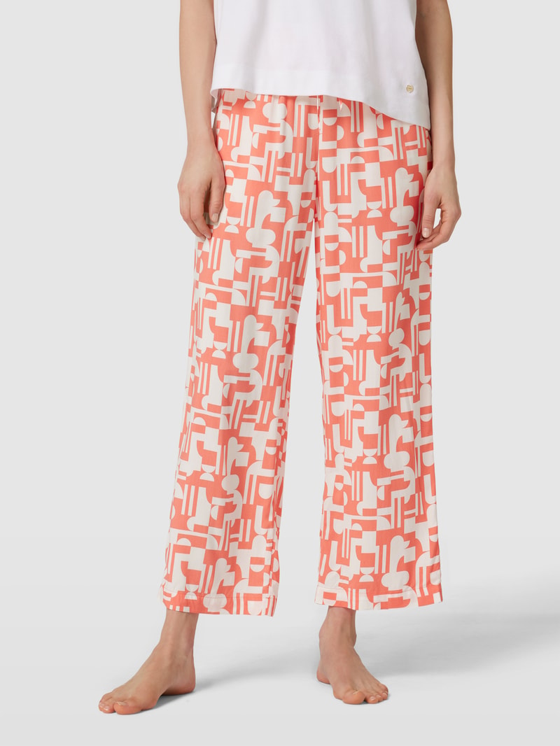 Pyjama-Hose mit Allover-Muster in koralle