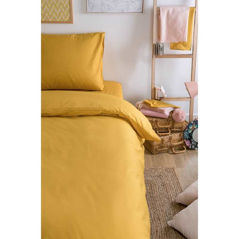 Housse de couette unie en Coton Bio pour lit 1 personne