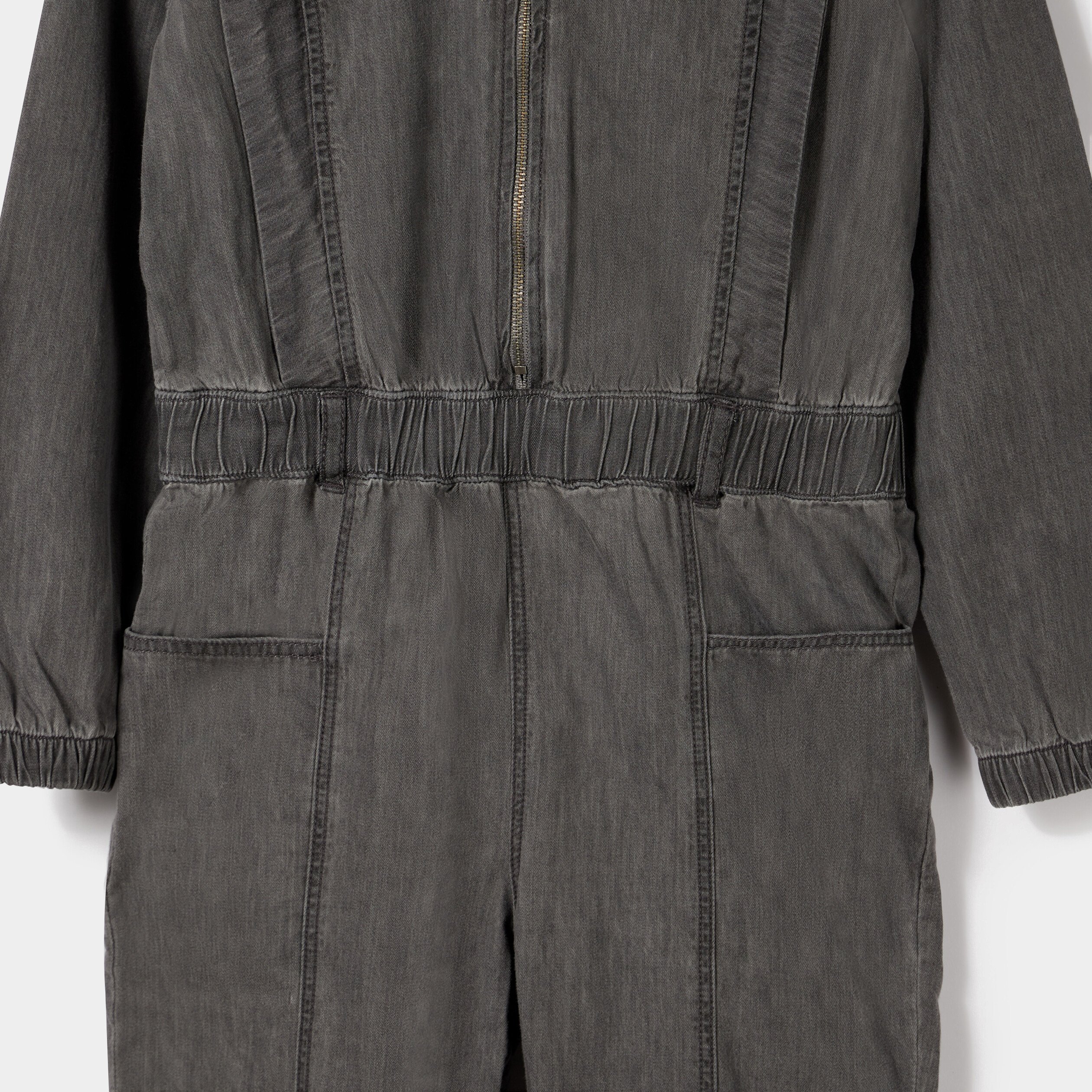 Combinaison pantalon zippée denim gris fille | La Halle