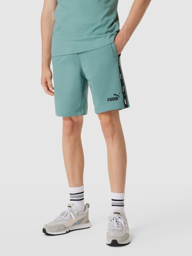 Shorts mit Label-Details in aqua blau