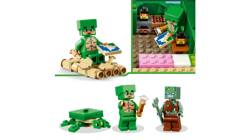 LEGO Minecraft 21254 Das Schildkrötenstrandhaus, Spielzeug-Haus mit Tieren