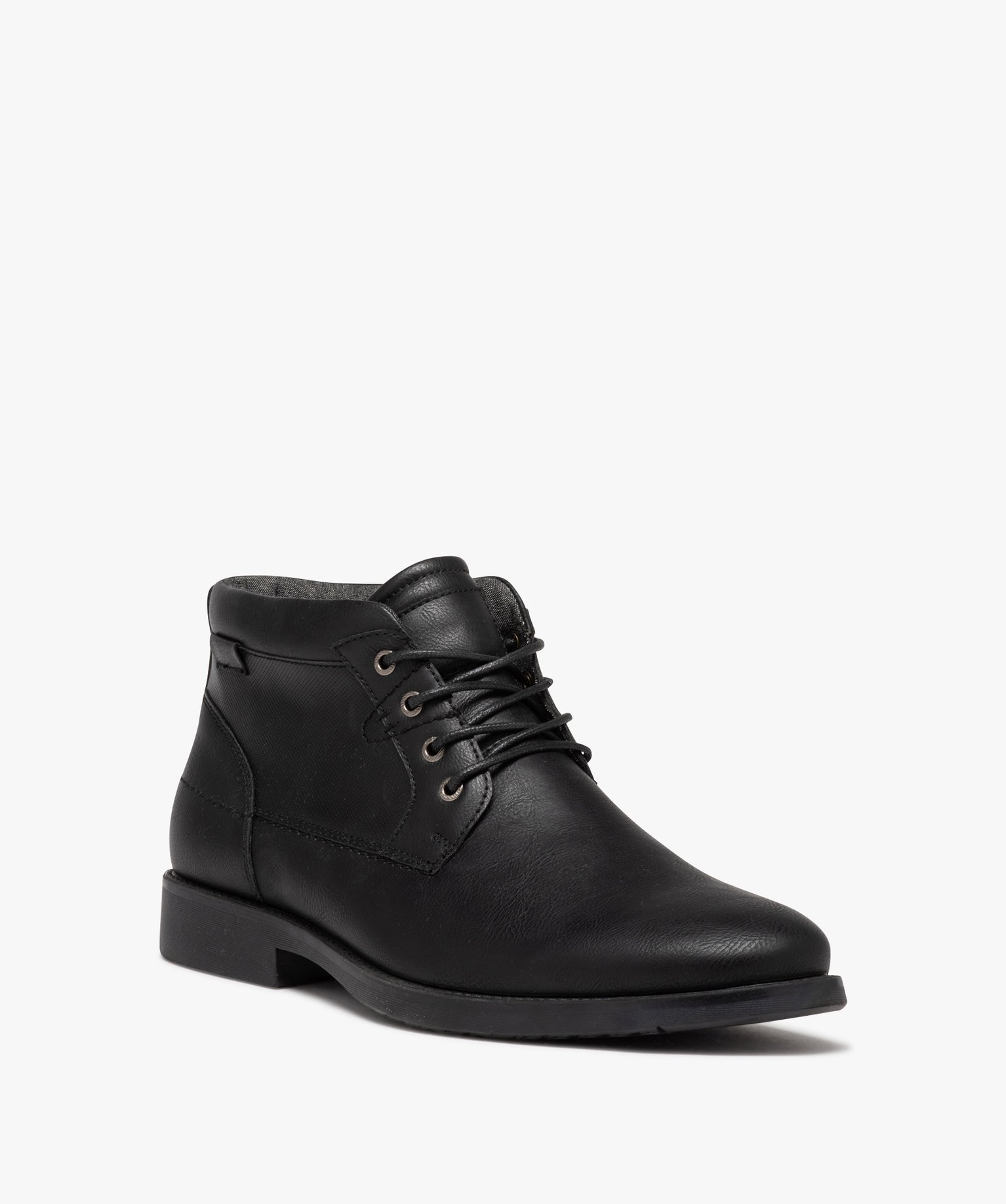 Boots homme unies style casual à lacets noir | GEMO