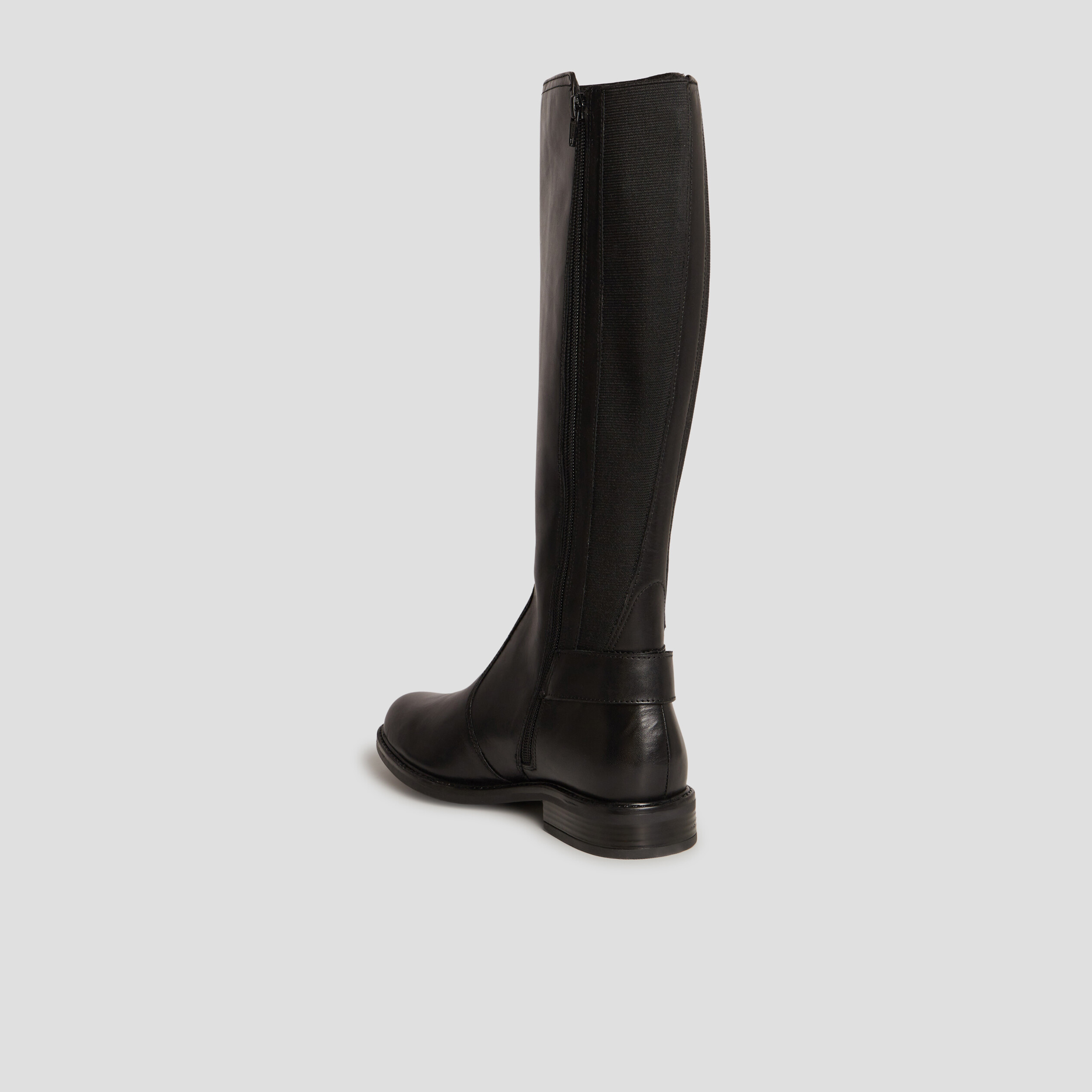 Bottes cavalières avec boucles en cuir noir femme | La Halle