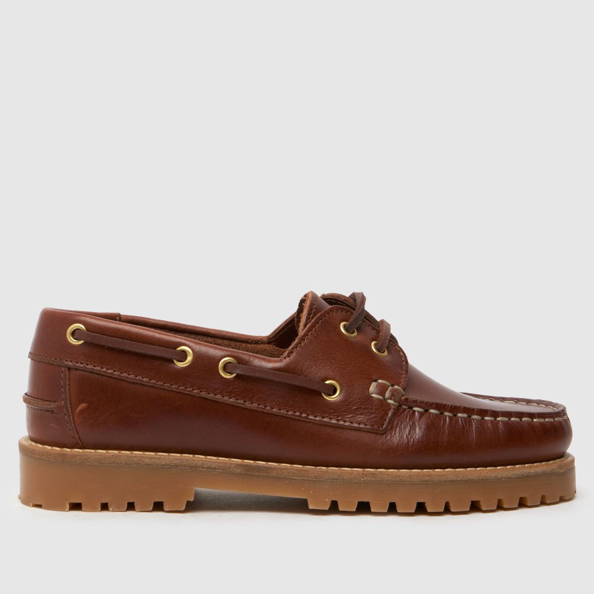 Schuh Laith – Bruna, platta båtskor i läder