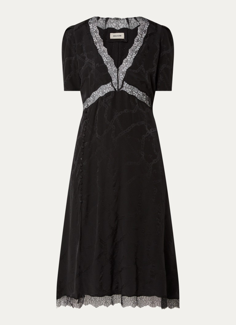 Rochie midi din mătase Redox de la Zadig&Voltaire, cu detalii de dantelă.