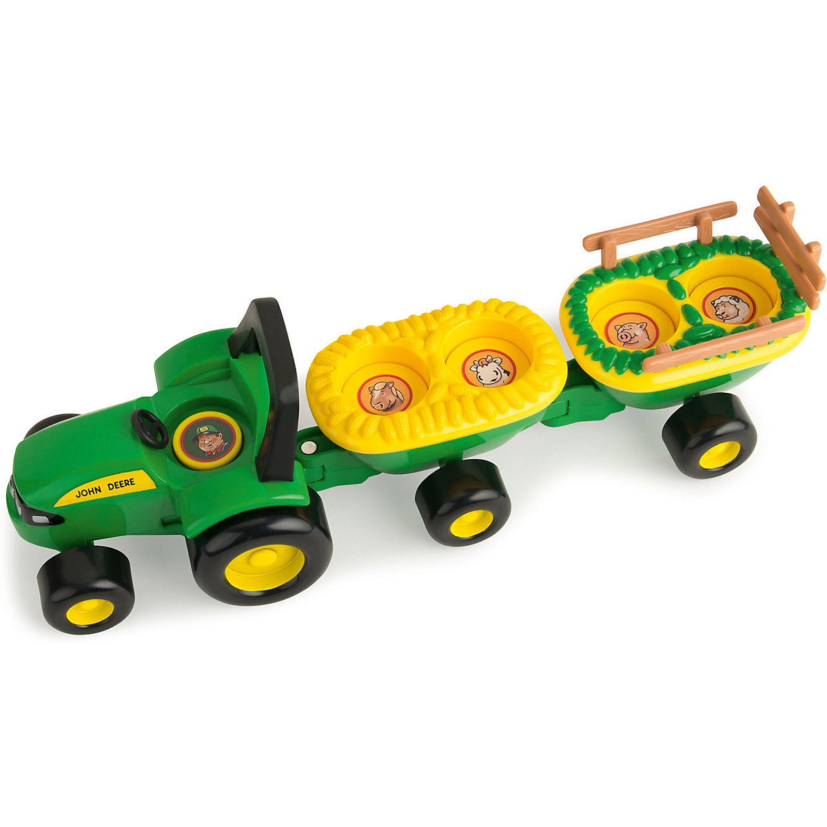 John Deere Heuwagen mit lustigen Tiergeräuschen