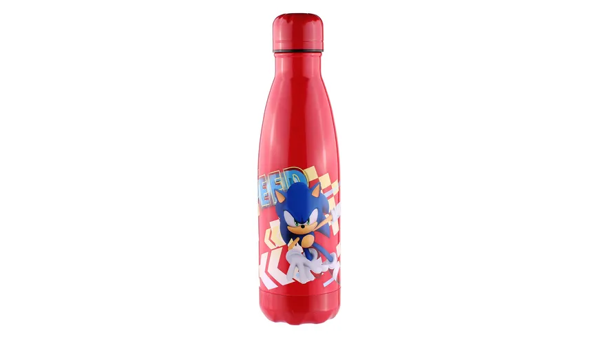 Sega Sonic The Hedgehog Trinkflasche aus Edelstahl - auslaufsicheres Deckeldesign -500ml / rot