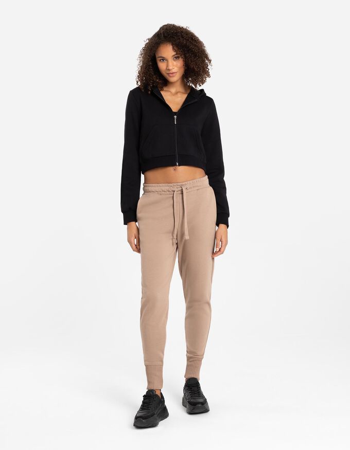 Cropped Sweatjacke - einfarbig