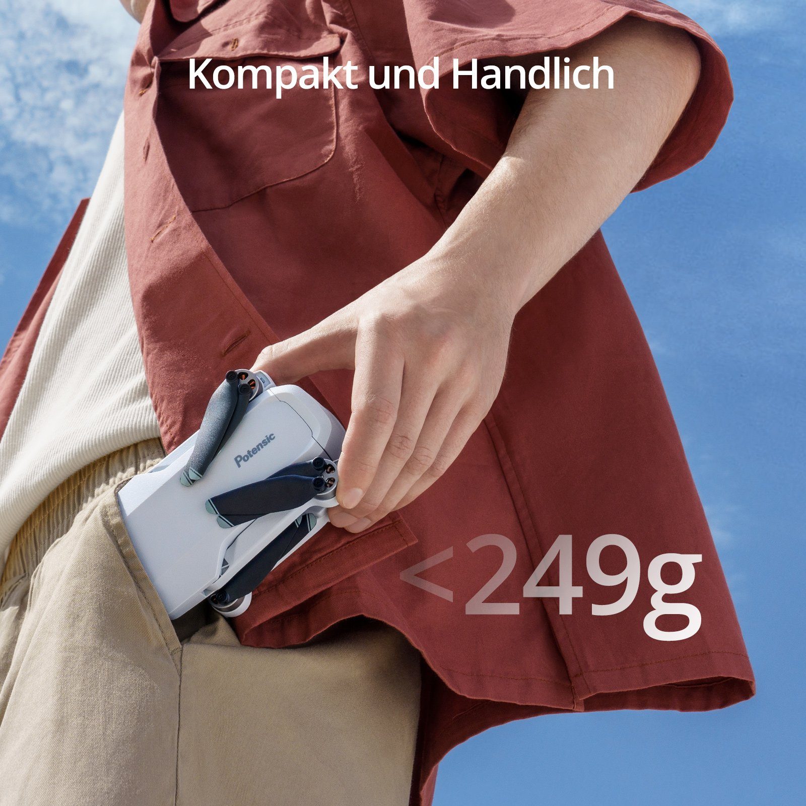 Potensic Atom Fliegen Sie mehr Kombi, 96 Min. Flugzeit, 3-Achsen-Gimbal Quadrocopter (4K, 6KM Übertragung PixSync 3.0, visuelle Verfolgung, QuickShots, RTH)