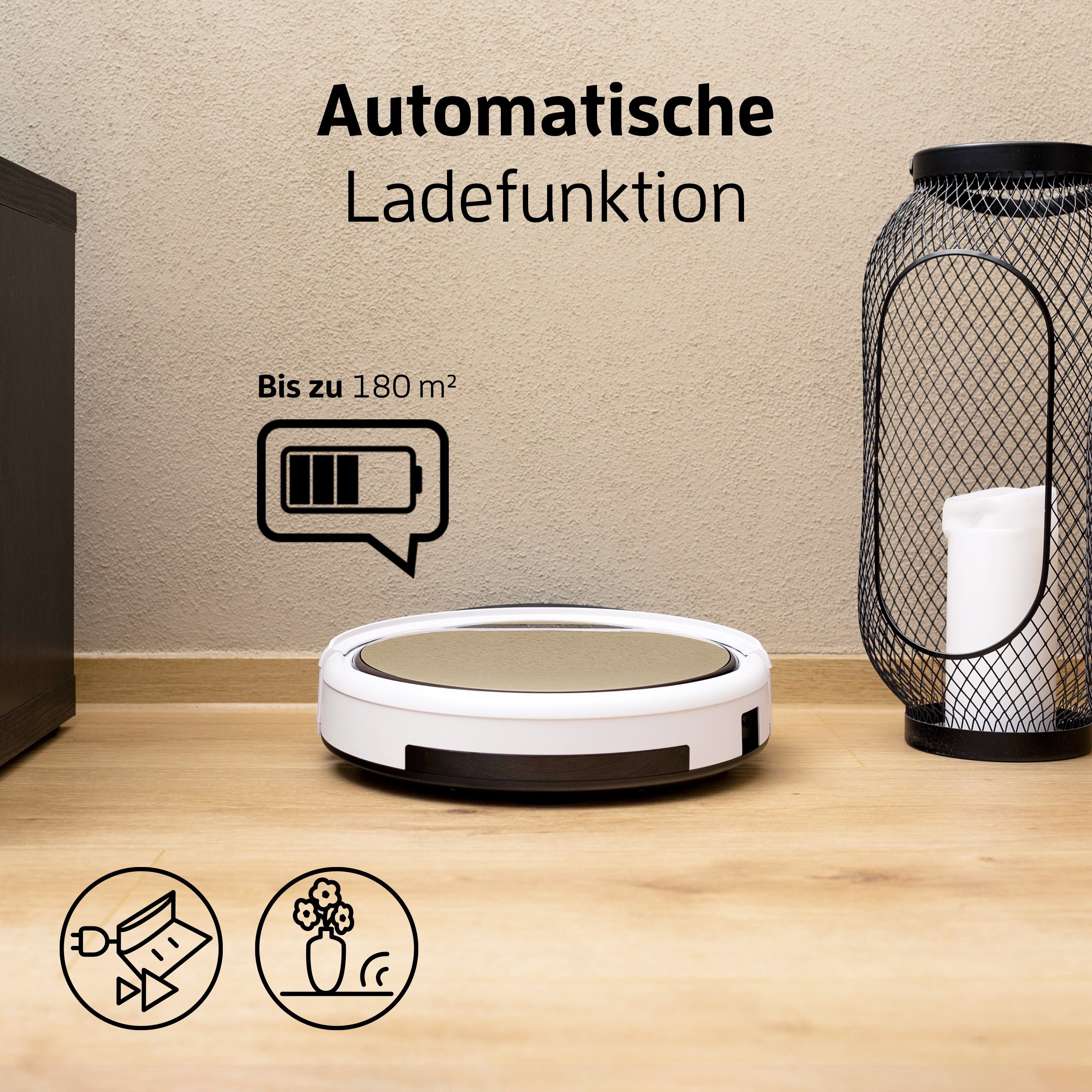 ZACO Nass-Trocken-Saugroboter V5sPro, 22 W, beutellos, Wischfunktion, Fallschutz, Haustiere und Allergiker geeignet, leise