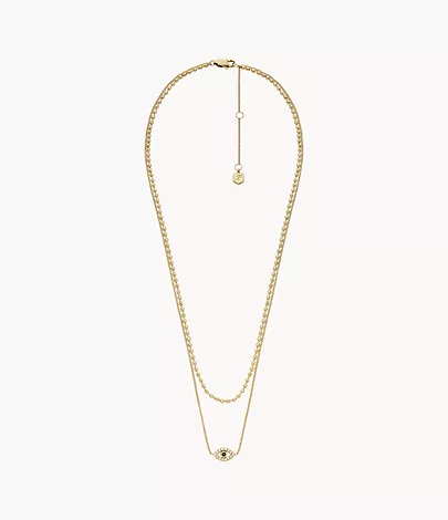 Fossil Kette Sutton Evil Eye mehrreihig Edelstahl goldfarben