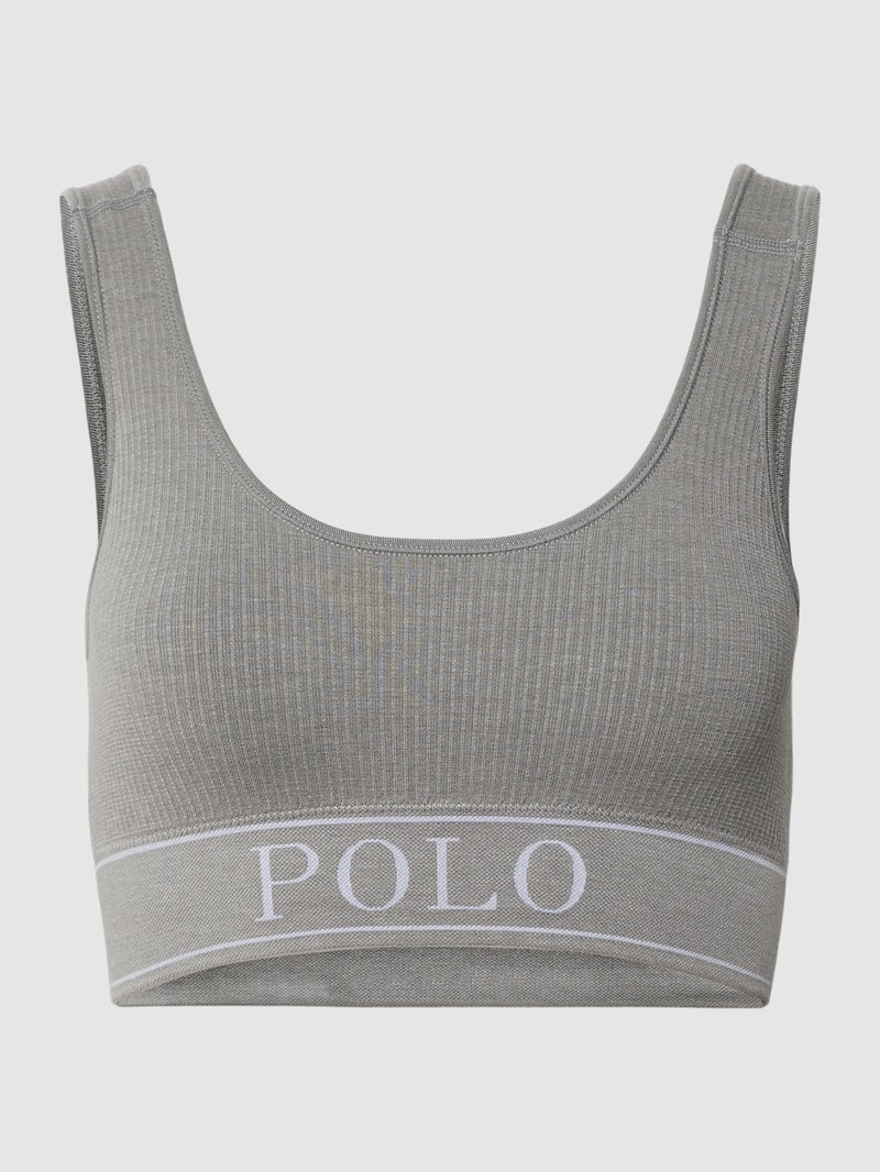 Bralette mit Label-Detail in hellgrau meliert