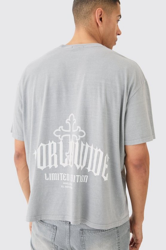 Oversize T-Shirt mit Worldwide Kreuz Print