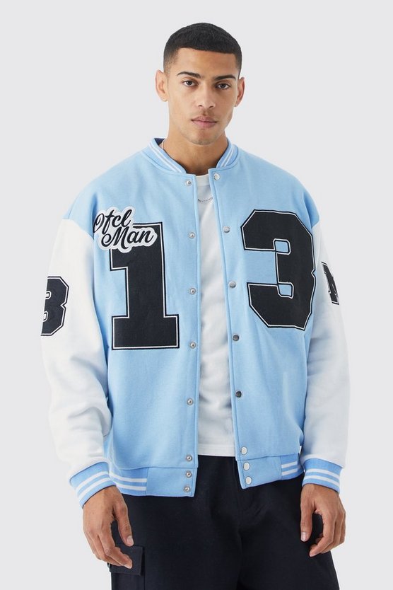 Oversize College-Bomberjacke aus Jersey